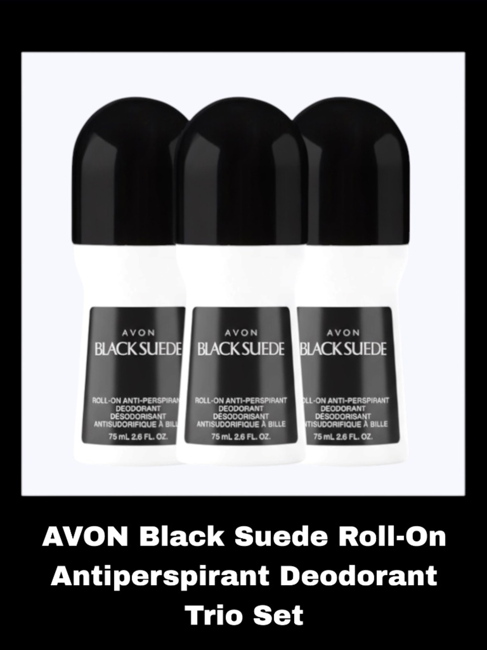 AVON Black Suede Roll-On Antiperspirant Deodorant Trio Set
